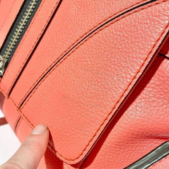 Milly coral leather statement zipper shoulder bag - Picture 6 of 16